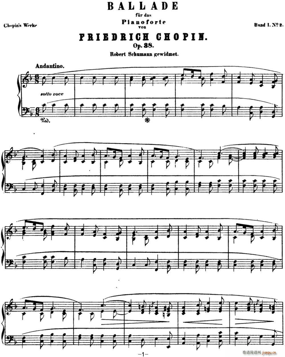 肖邦 叙事曲2 F大调 Chopin Ballade No 2 Op 381