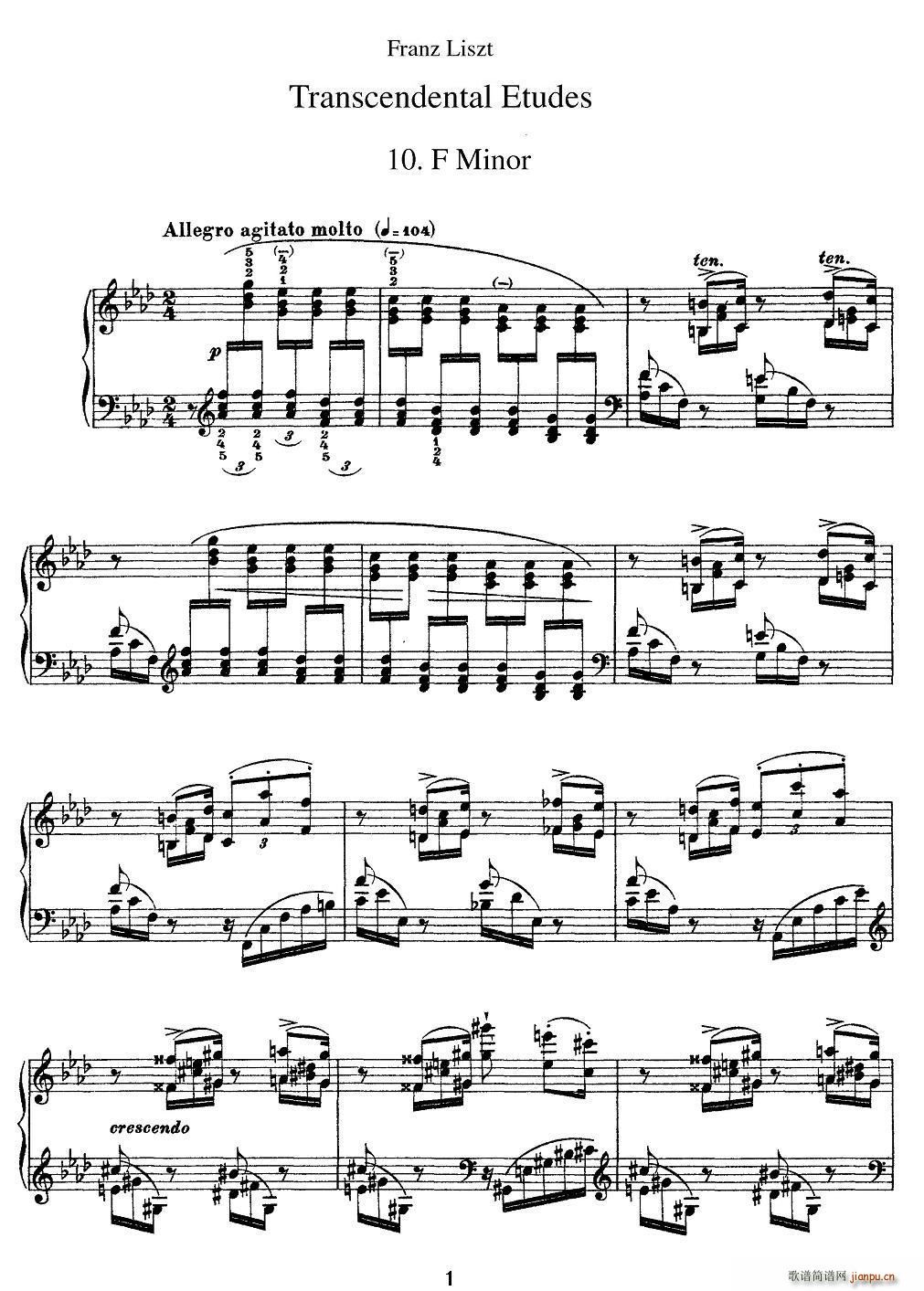 12首超级技巧练习曲 F Minor（F小调）1