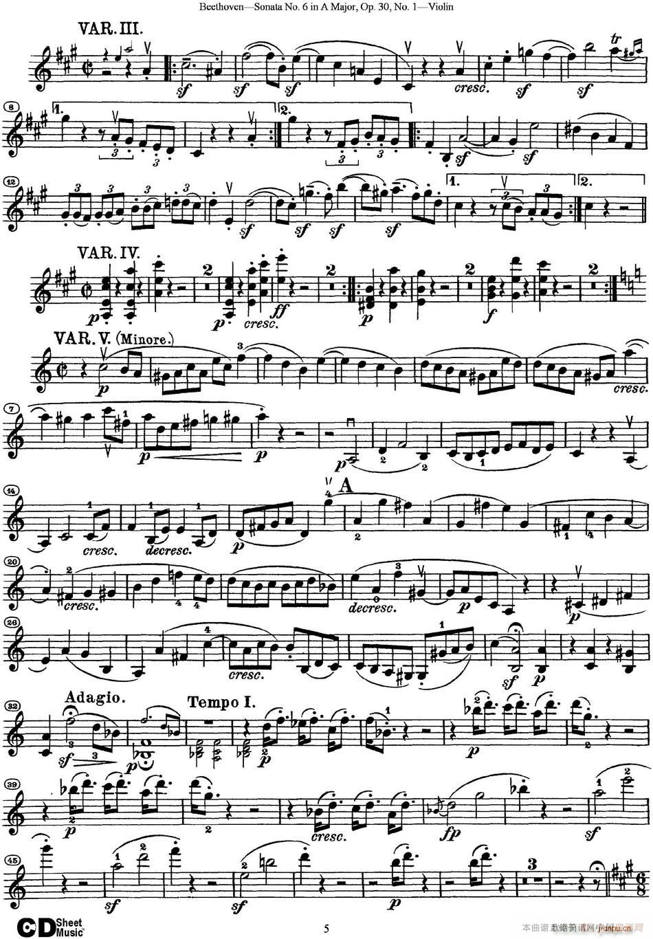 Violin Sonata No 6 in A Major Op 30 No 15