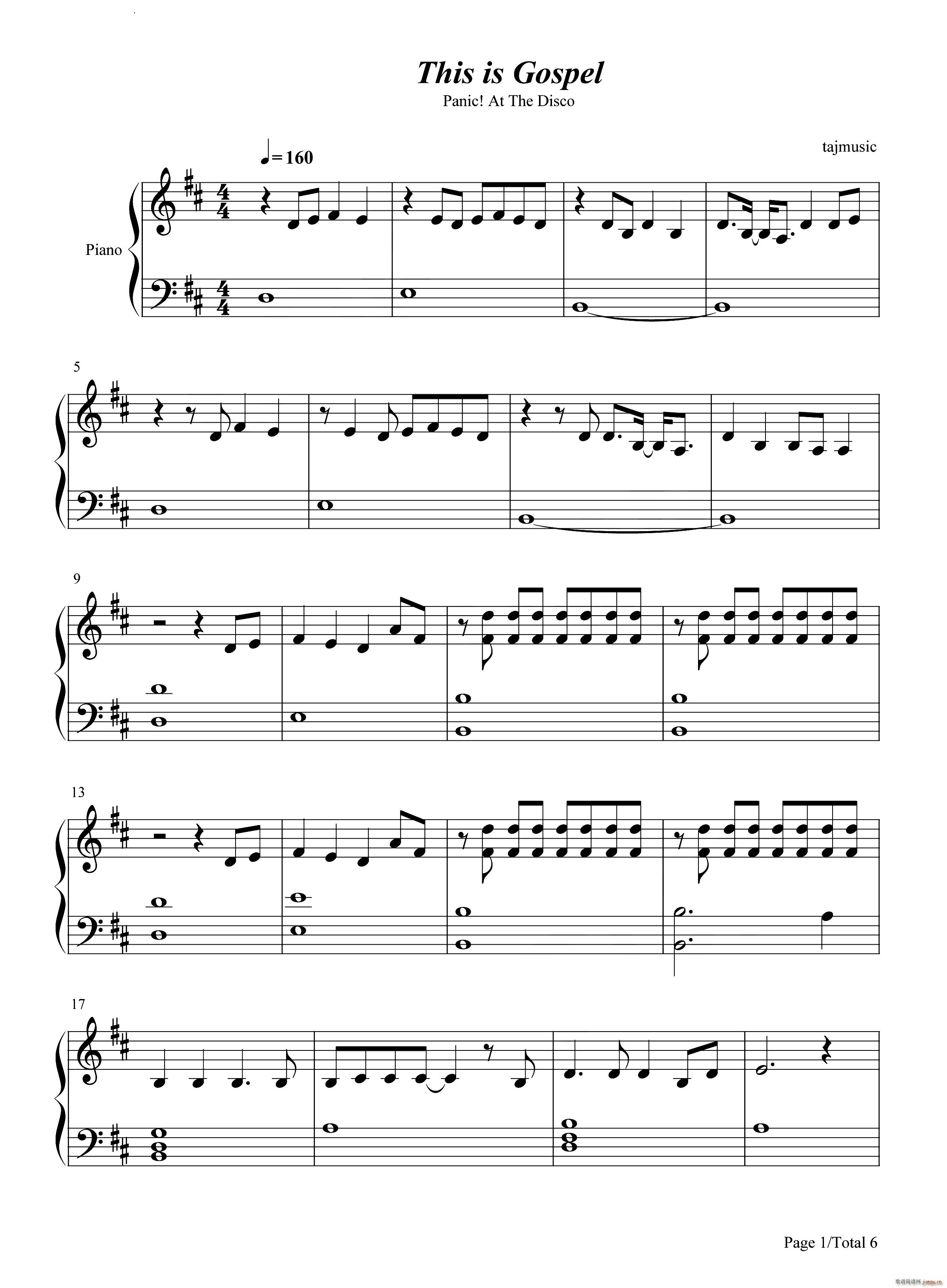 This Is Gospe简单钢琴版_Panic at the Disco1