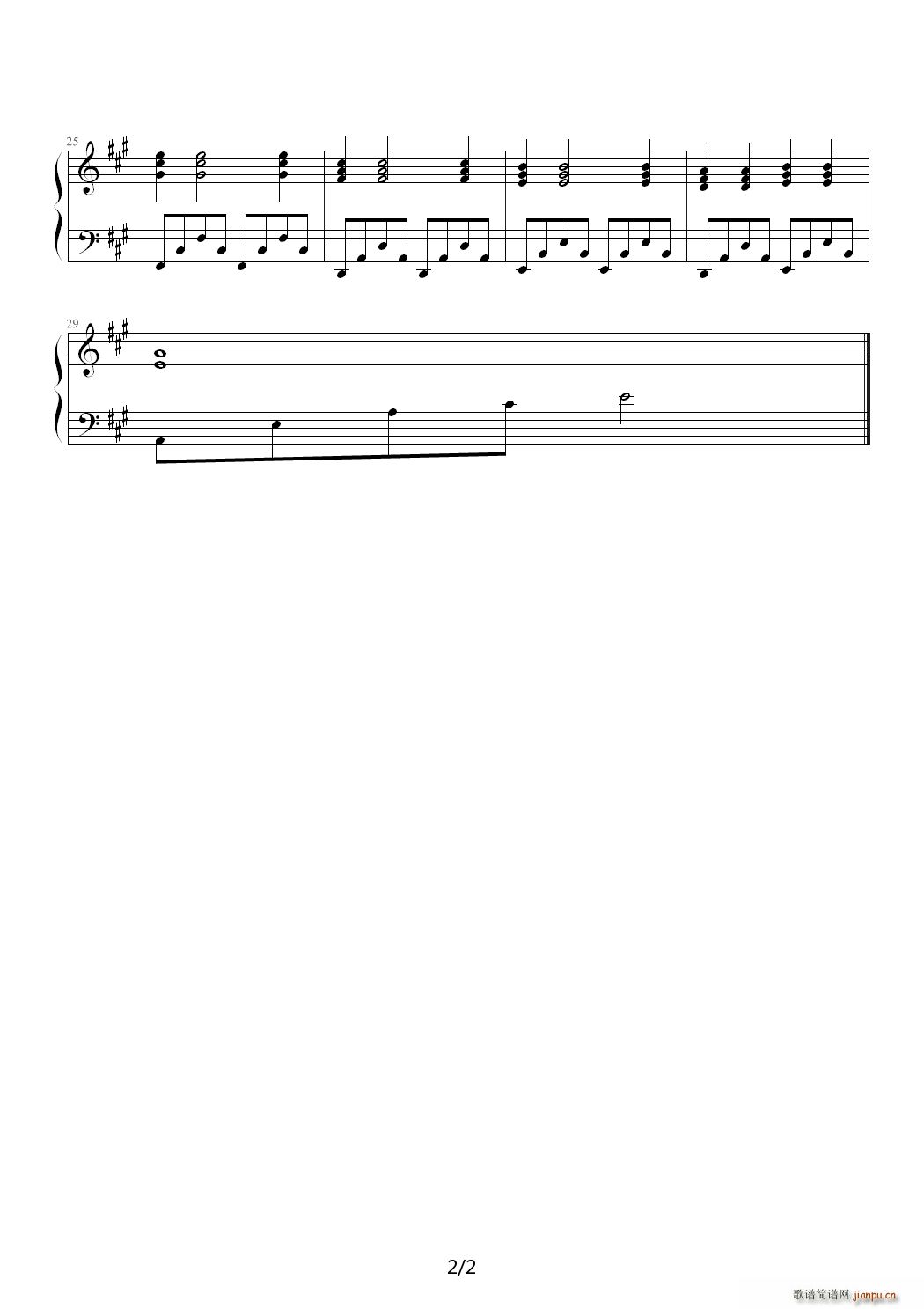 什么都不必说（钢琴版） A调2