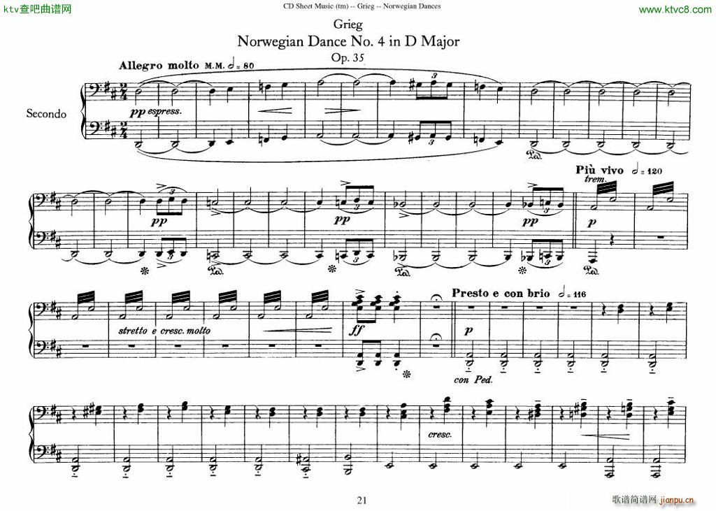 Grieg Norwegian Dance Op 35 1 4 Duet21