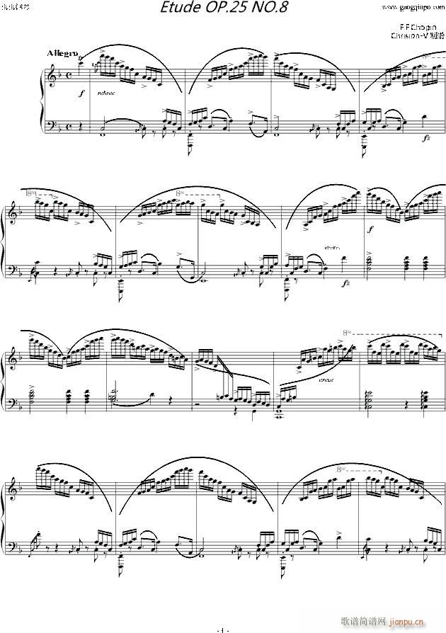 练习曲-Etude OP 10 No 8_肖邦 chopin1