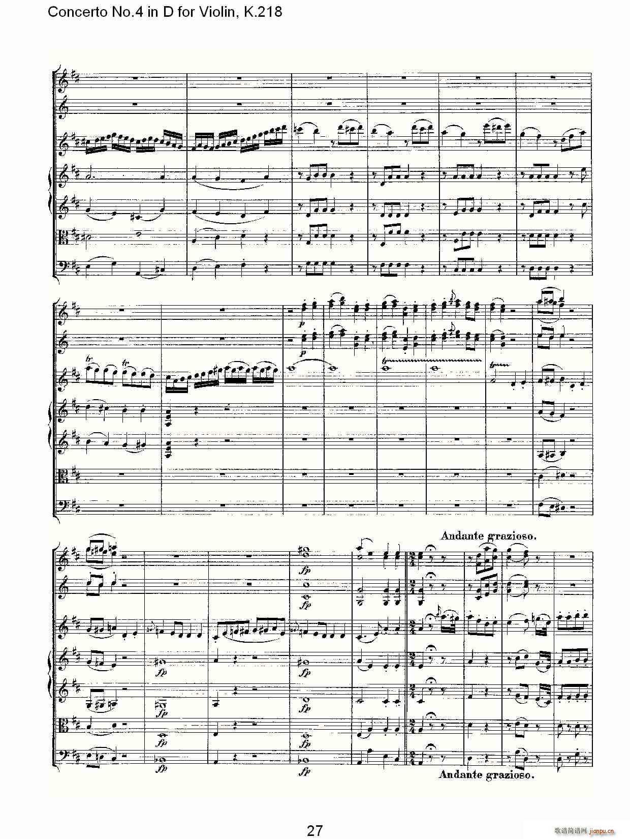 Concerto No.4 in D for Violin, K.218（D调小提琴第四协奏曲，K）27
