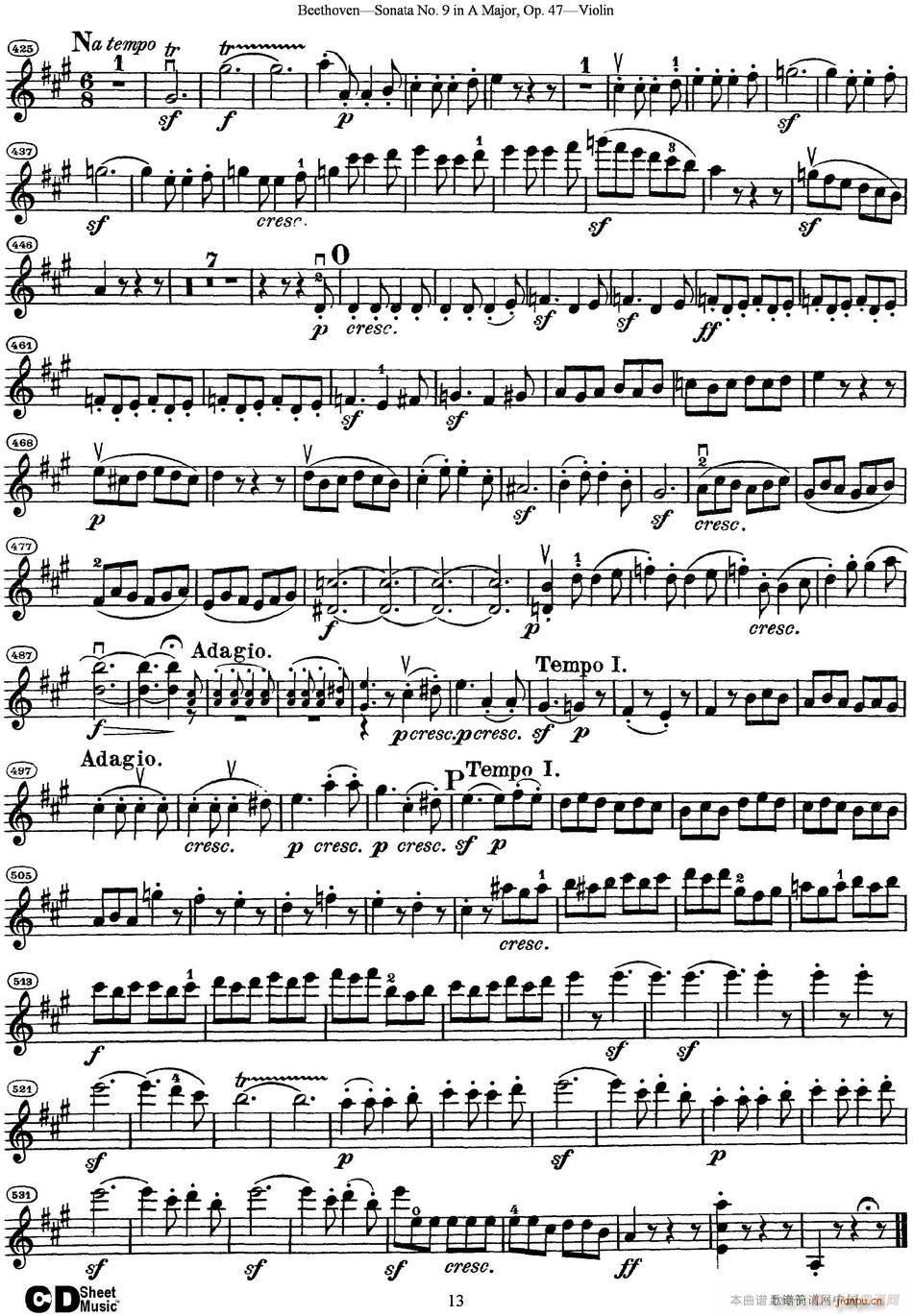 Violin Sonata No 9 in A Major Op 4713