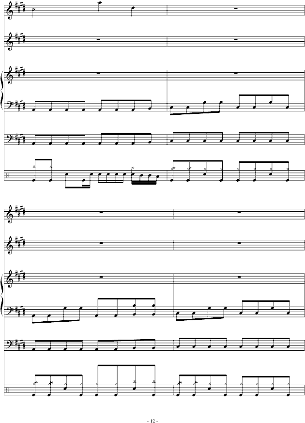 埃克斯-钢琴谱(钢琴曲)-血腥残阳12