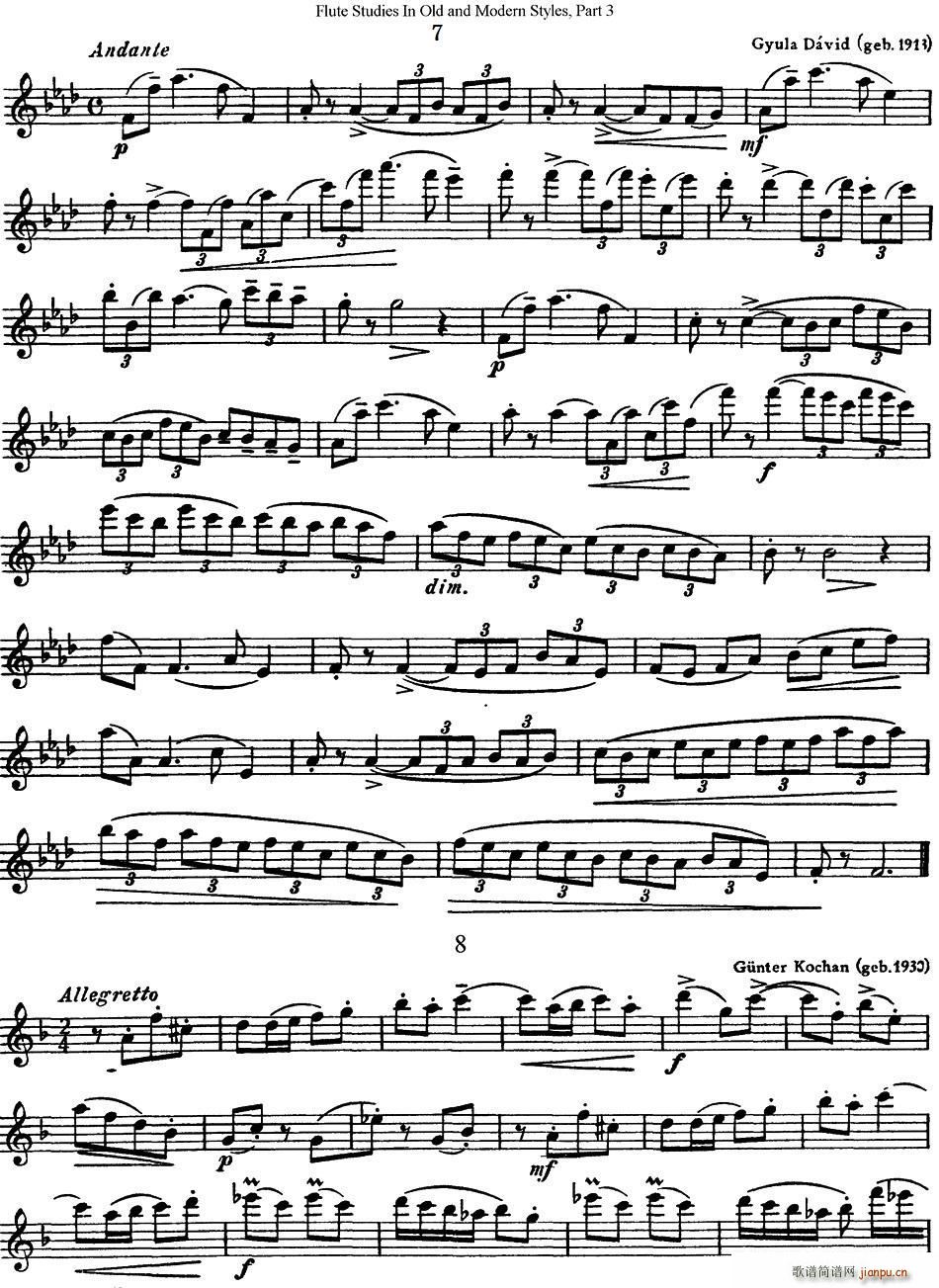 斯勒新老风格长笛练习重奏曲(第三部分)(NO 7-NO 10)1