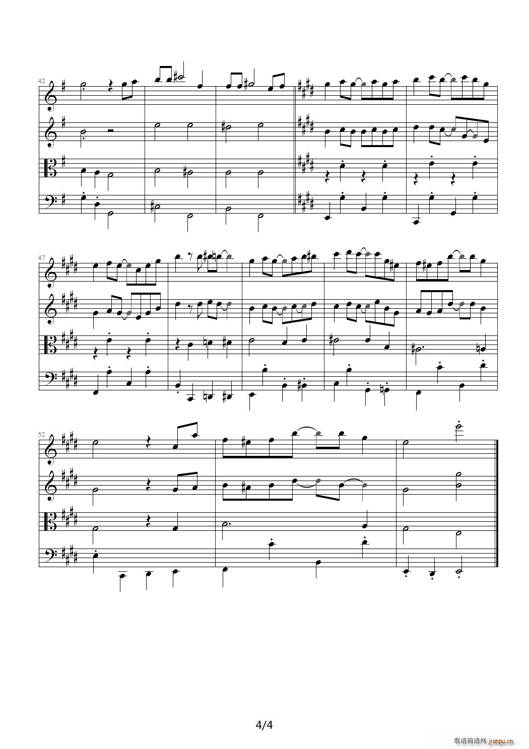 苏格兰垂耳兔四重奏版 G调4