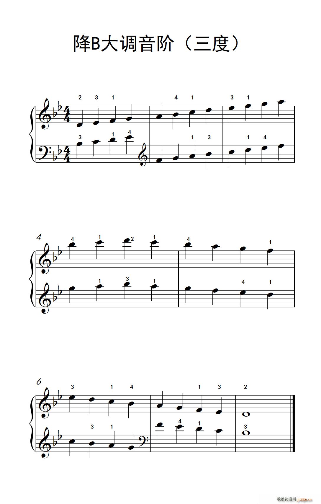 降B大调音阶(三度)(儿童钢琴练习曲)1