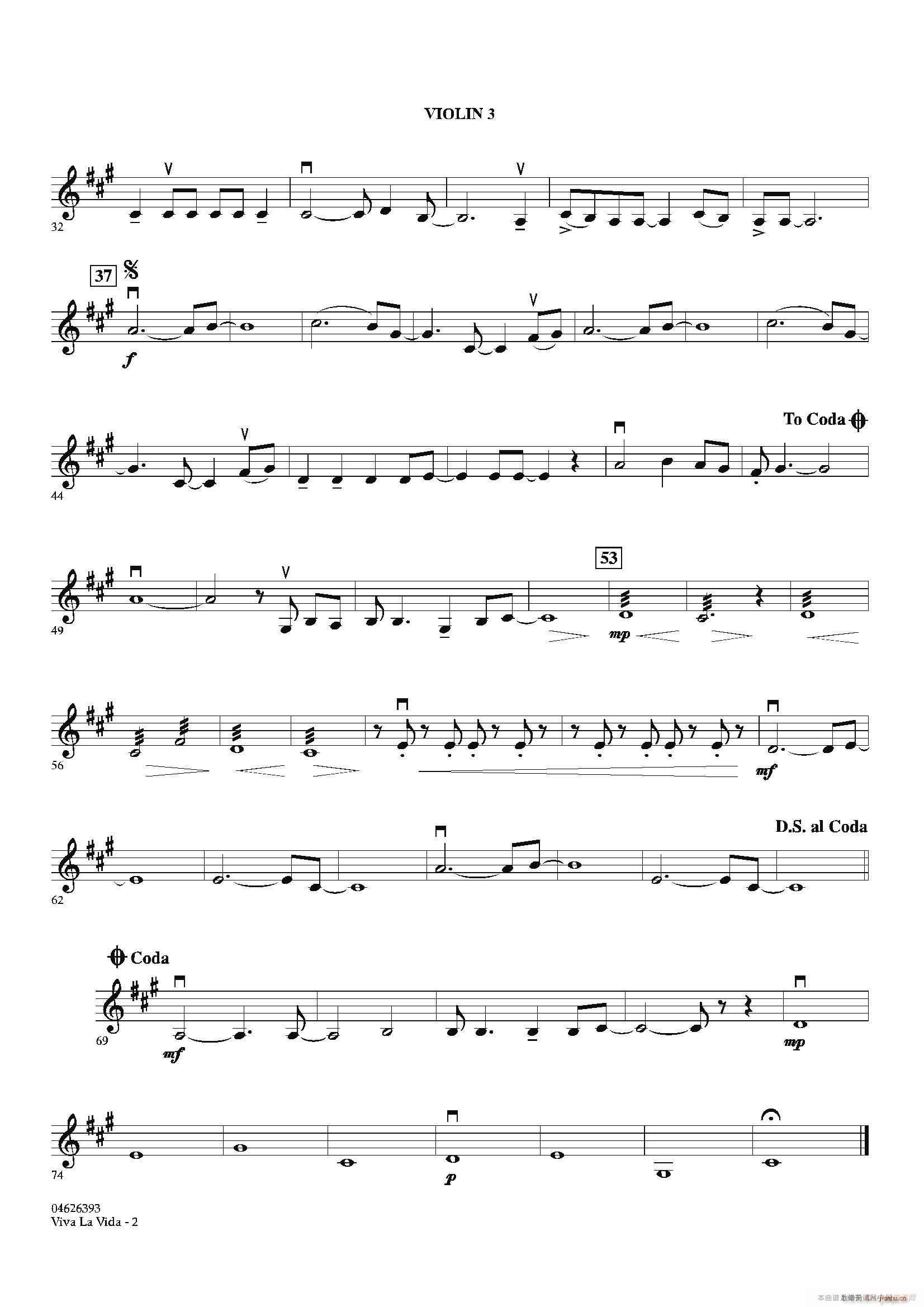 VIVA LA VIDA（第三小提琴分谱）2