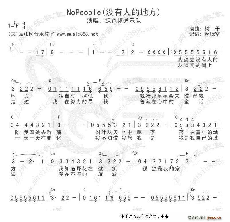 Nopeople没有人的地方（ 吉他和弦）_绿色频道乐队1