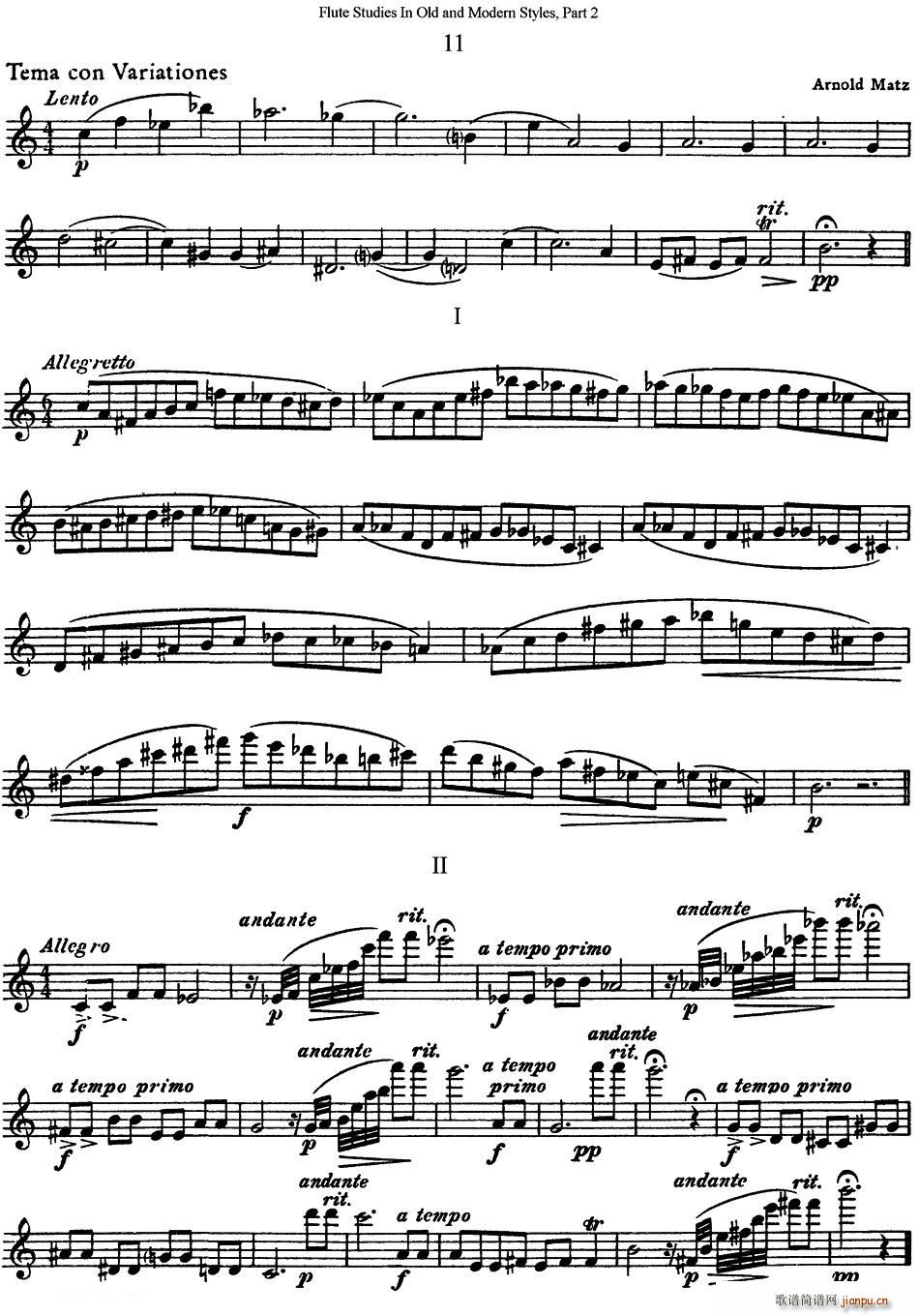 斯勒新老风格长笛练习重奏曲(第二部分)(NO 11) 长笛1
