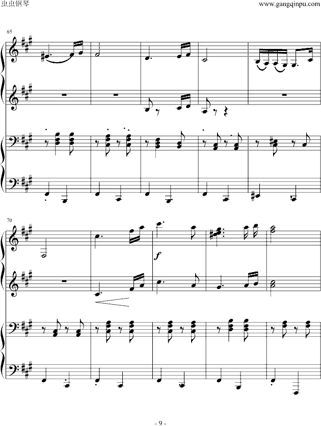 《匈牙利舞曲第5号》四手联弹-钢琴谱(钢琴曲)-勃拉姆斯-Brahms9