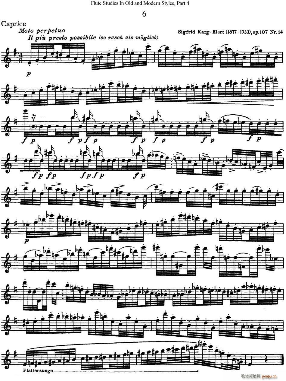 斯勒新老风格长笛练习重奏曲(第四部分)(NO 6)1
