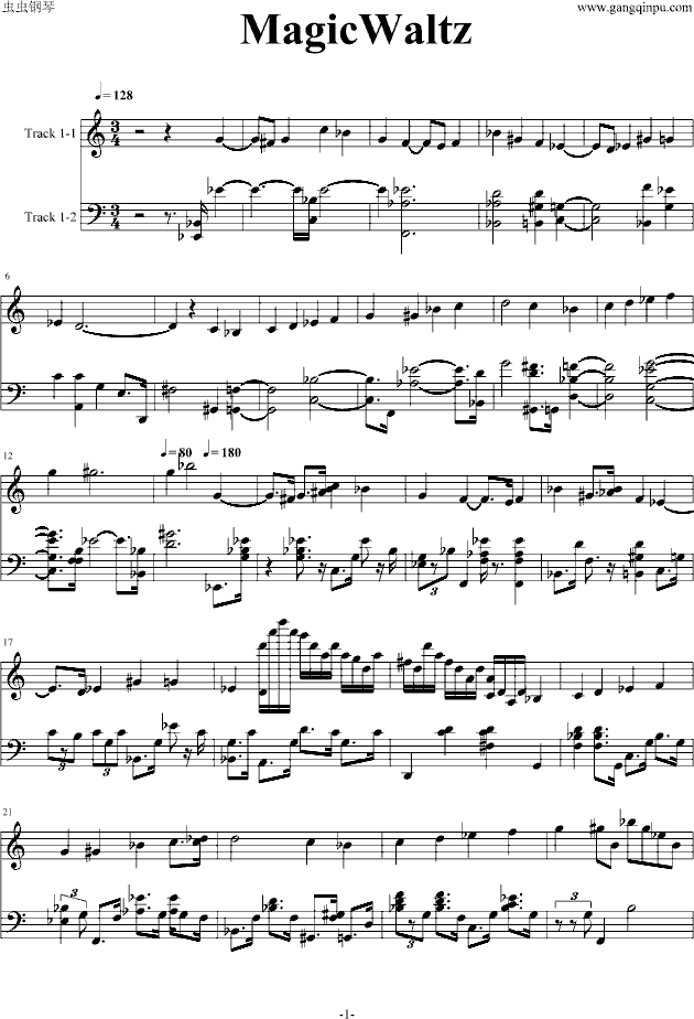 Magic Waltz基本接近原版-钢琴谱(钢琴曲)-海上钢琴师1