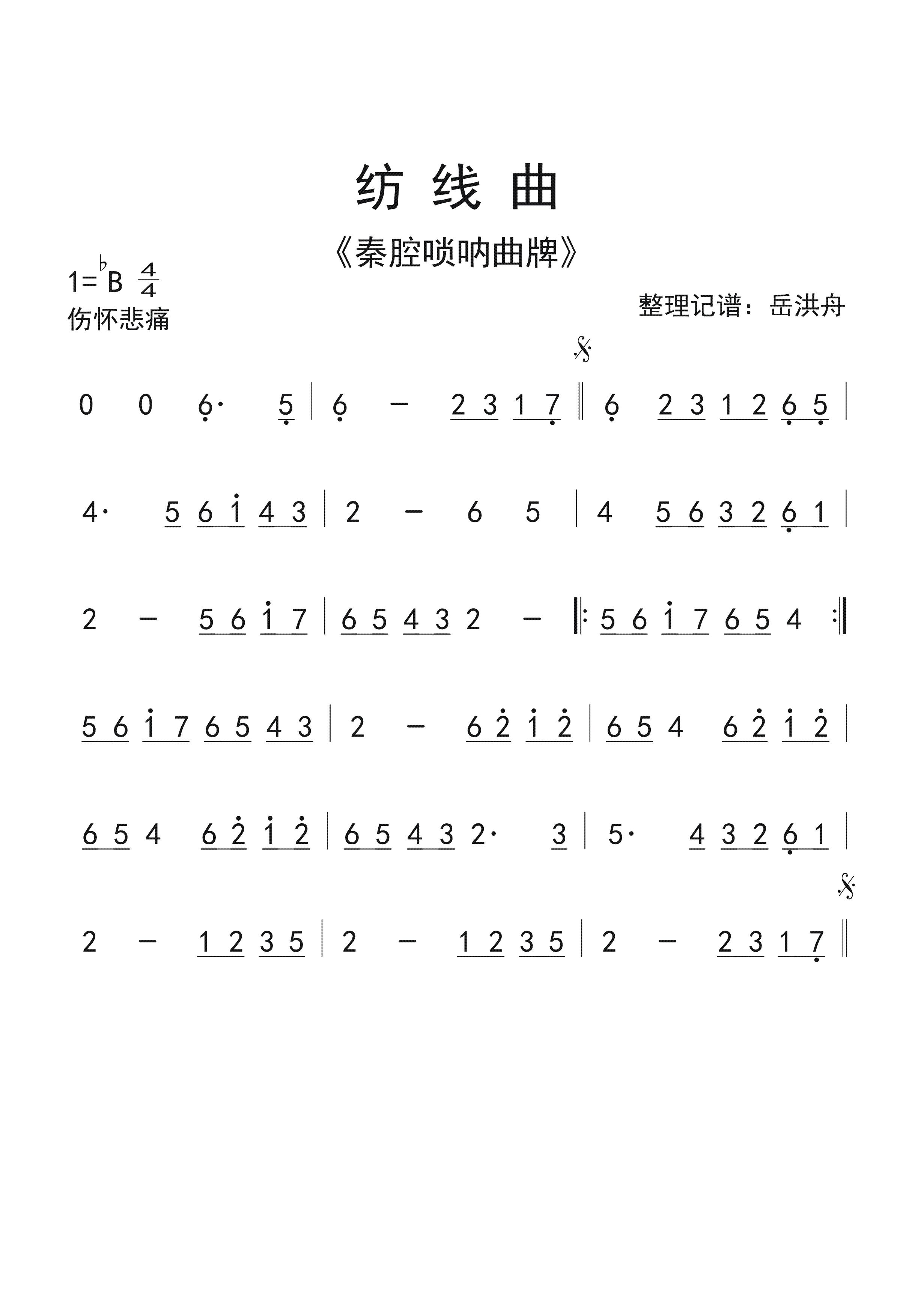 秦腔唢呐曲牌《纺线曲》1