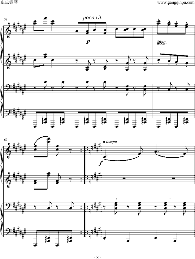 《匈牙利舞曲第5号》四手联弹-钢琴谱(钢琴曲)-勃拉姆斯-Brahms8
