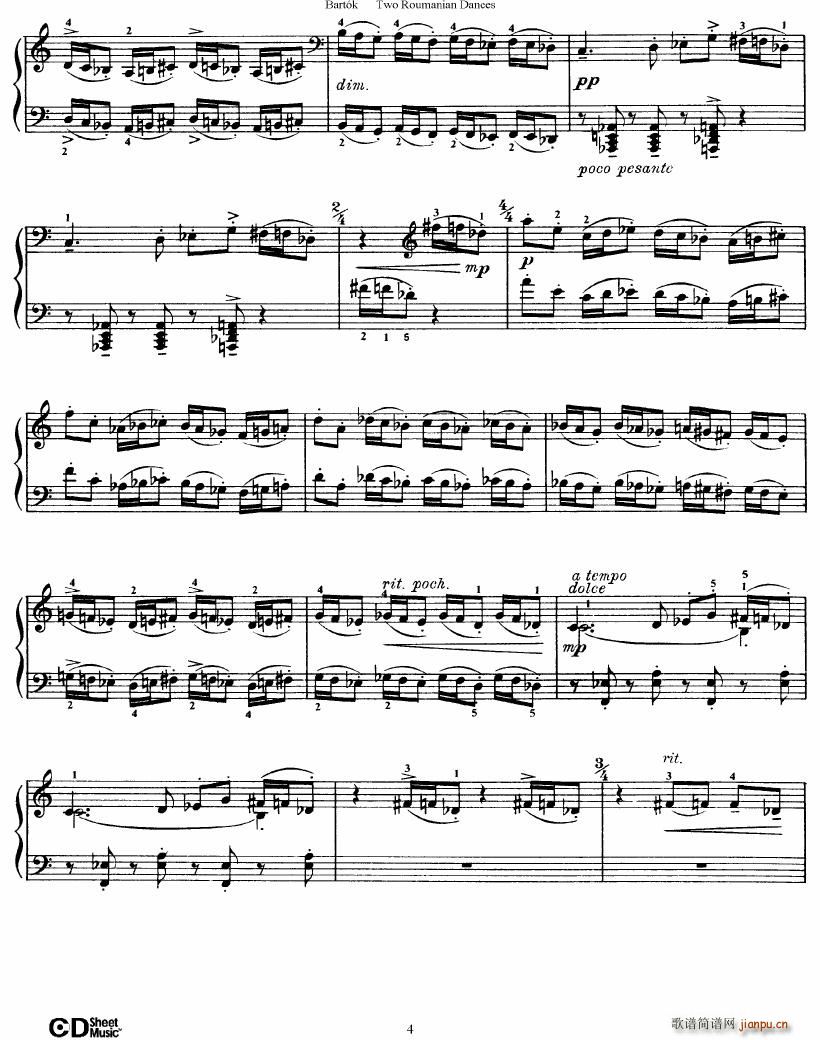 Bartok SZ 43 Two romanian dances op8a4