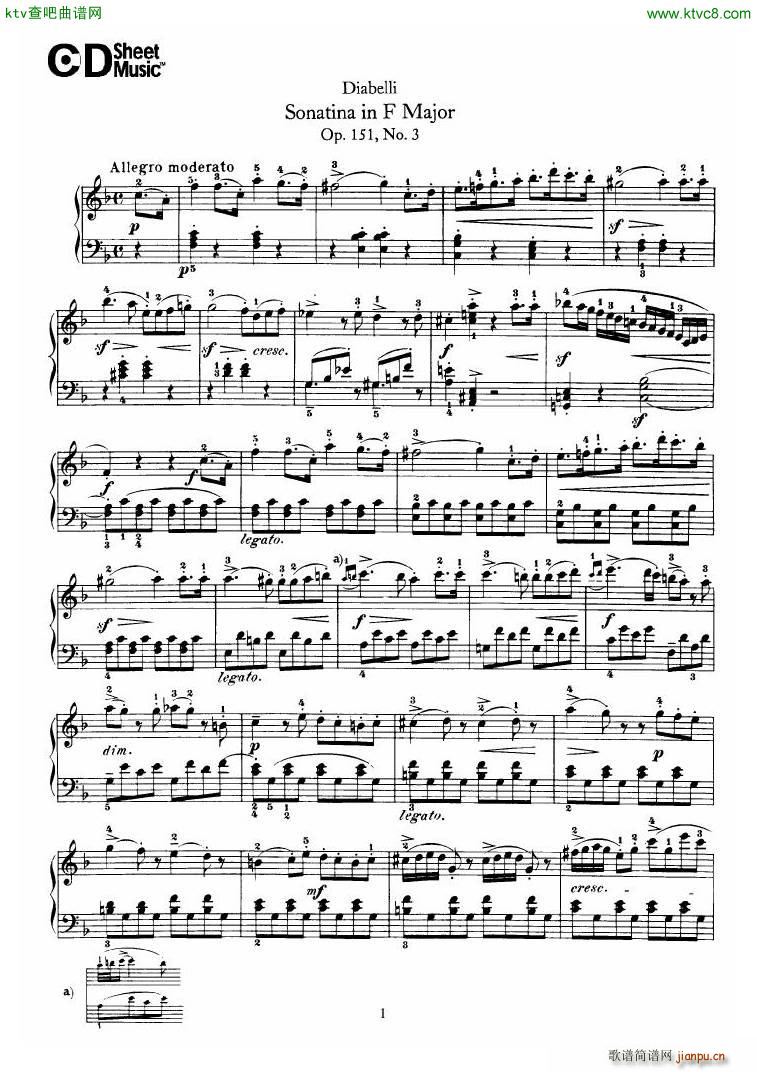 Diabelli Sonatinas Op 151 No 1 4 23P12