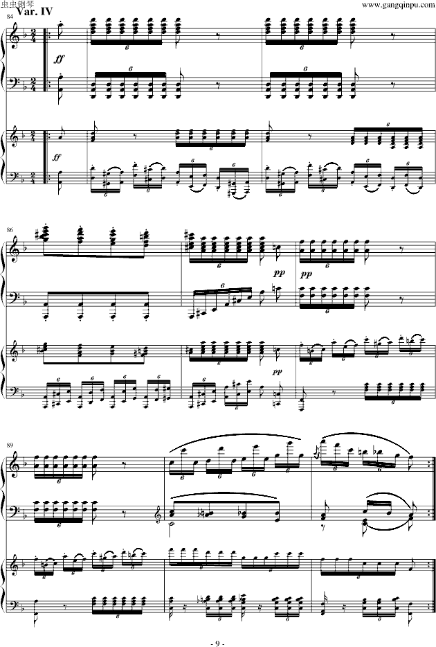 A大调弦乐五重奏“鳟鱼”第四乐章（两架钢琴谱）-钢琴谱(钢琴曲)-舒伯特9