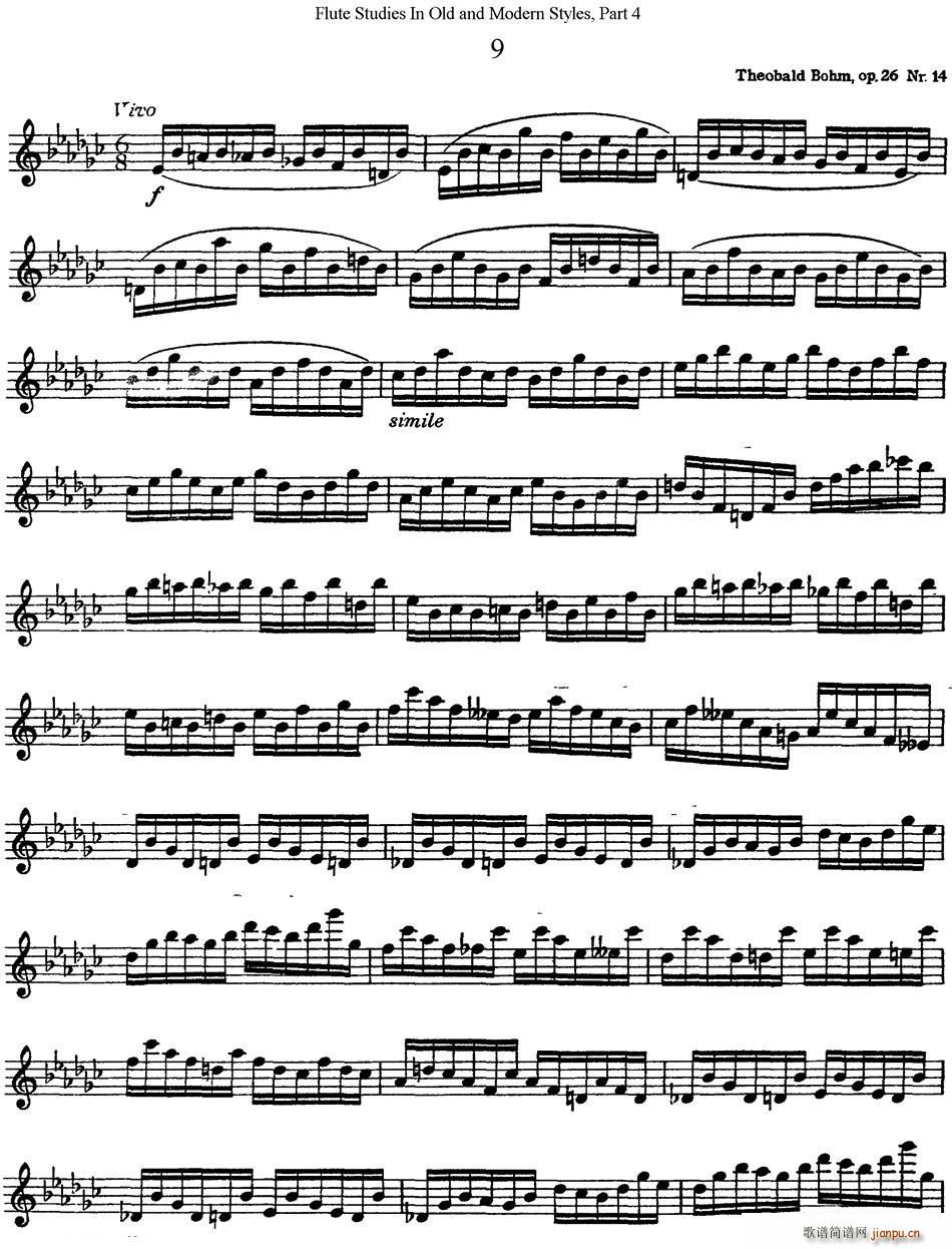 斯勒新老风格长笛练习重奏曲(第四部分)(NO 9)1
