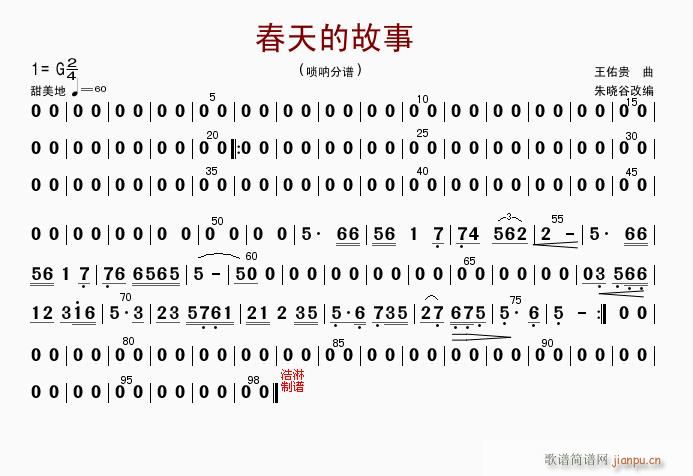 春天的故事(唢呐分谱)1
