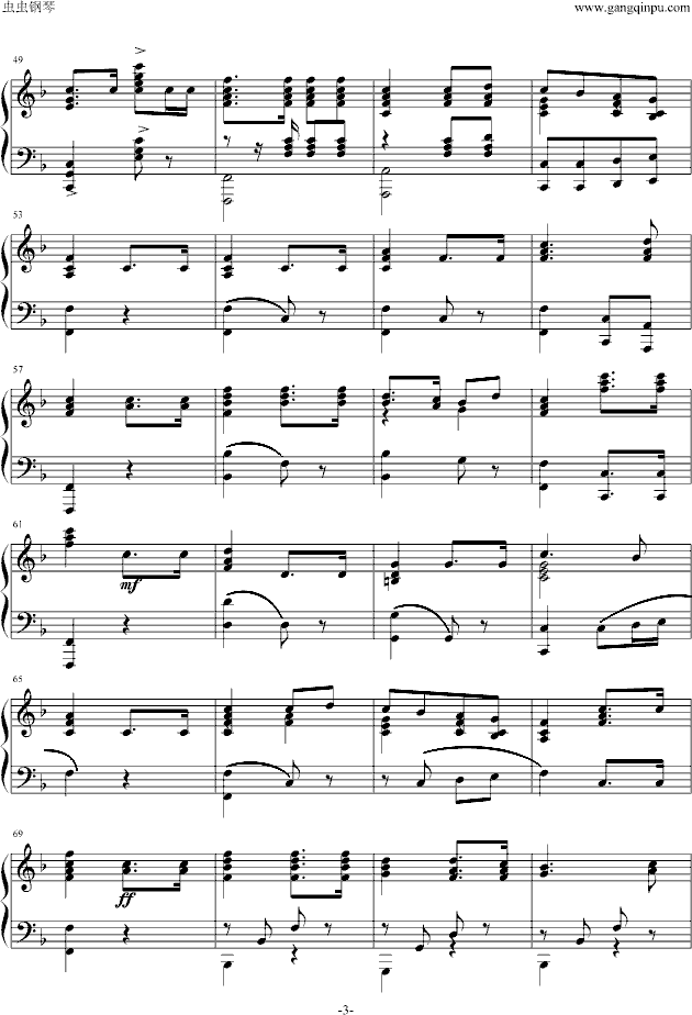 歌唱祖国-钢琴谱(钢琴曲)-中国名曲3