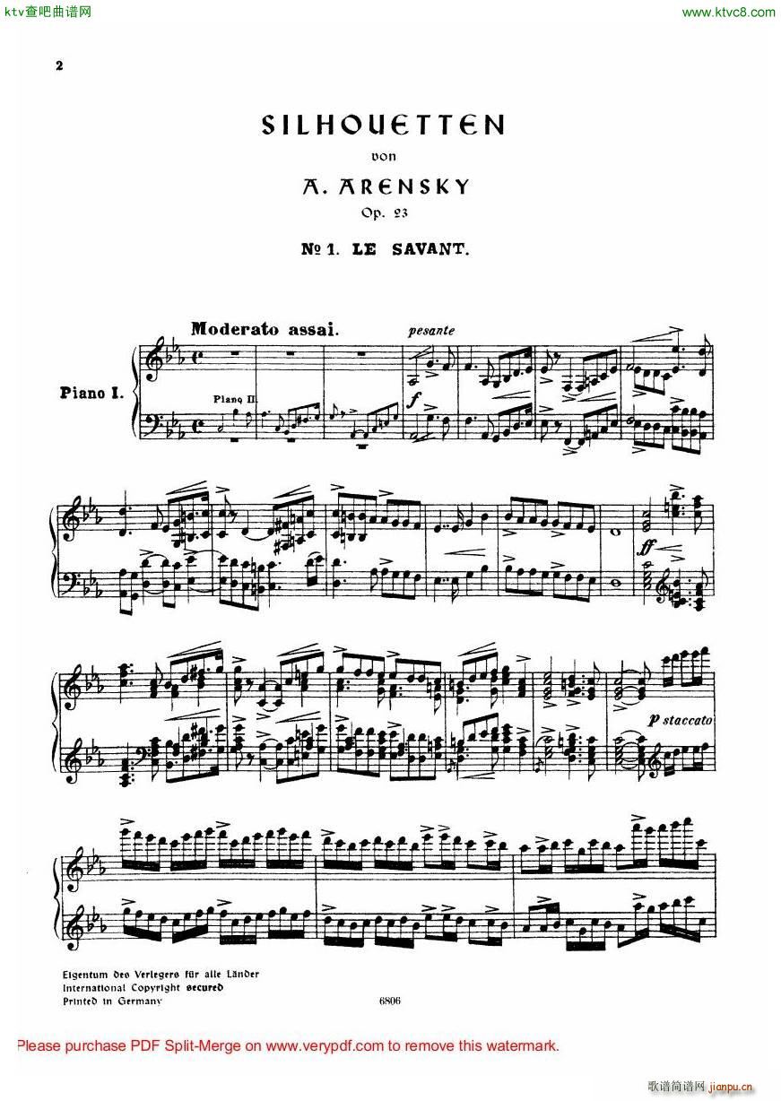 Arensky op 23 Suite No 2 Silhouettes3