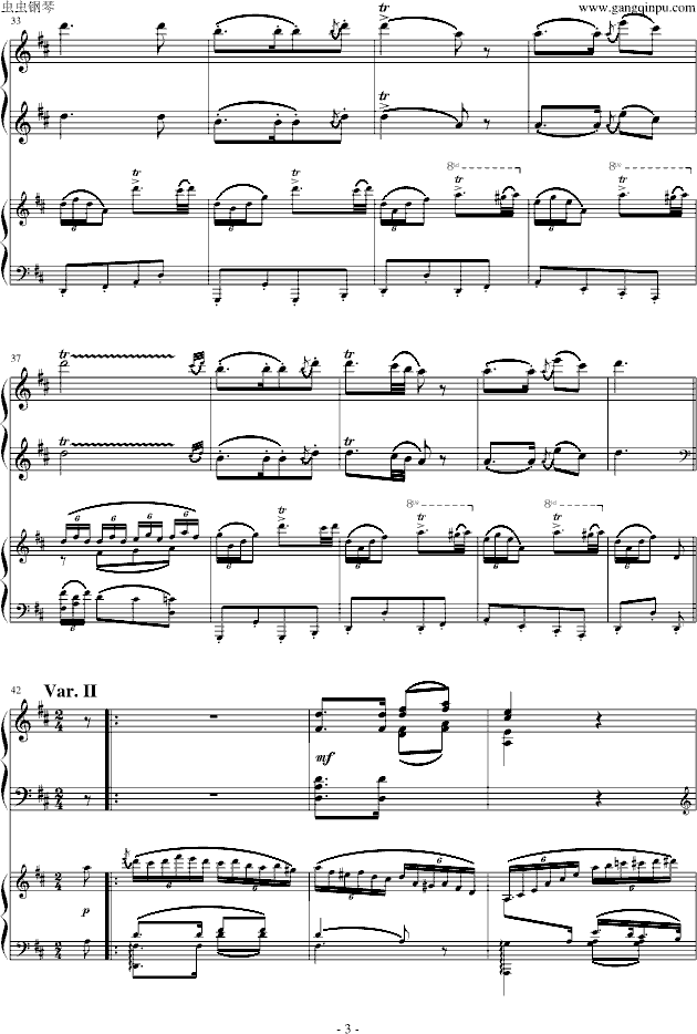 A大调弦乐五重奏“鳟鱼”第四乐章（两架钢琴谱）-钢琴谱(钢琴曲)-舒伯特3