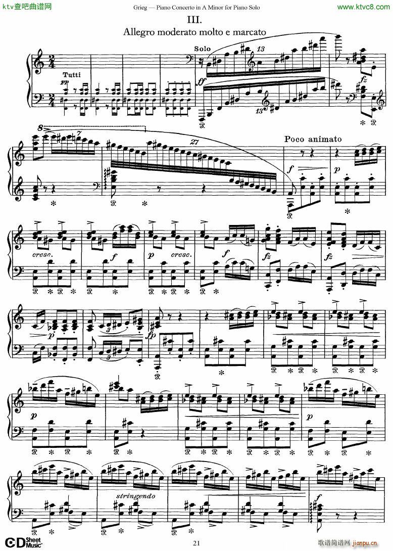 Piano Concerto in A minor Op 16 1868 rev 1907 piano solo arr21