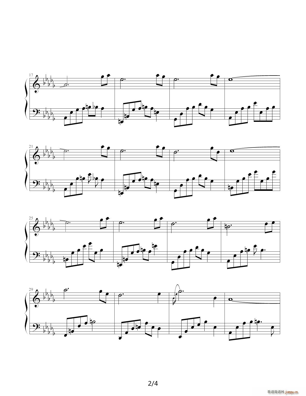 夜的钢琴曲（忘了我爱你 石进） 降D调2