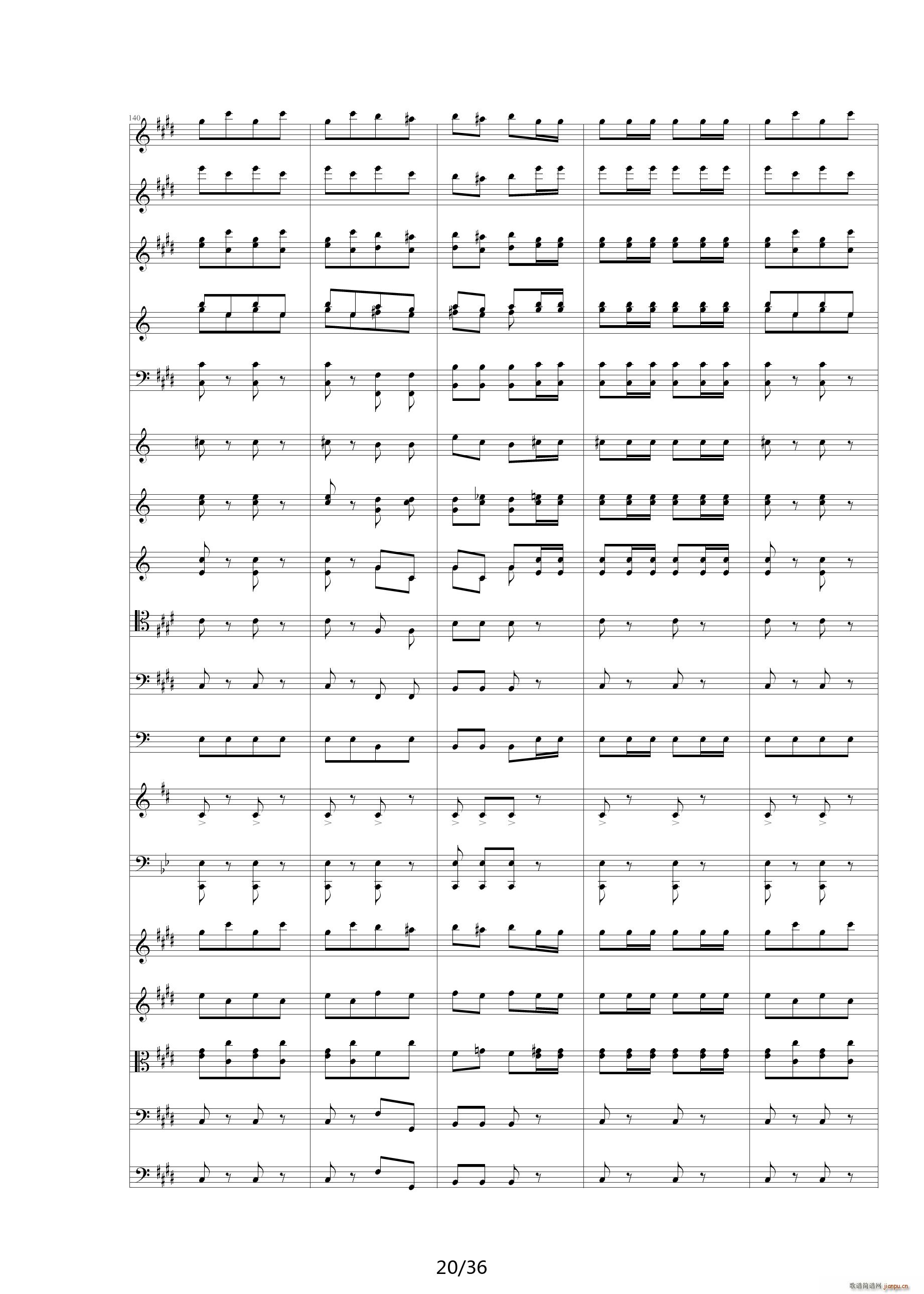 威廉退尔序曲原版扒谱 E调20