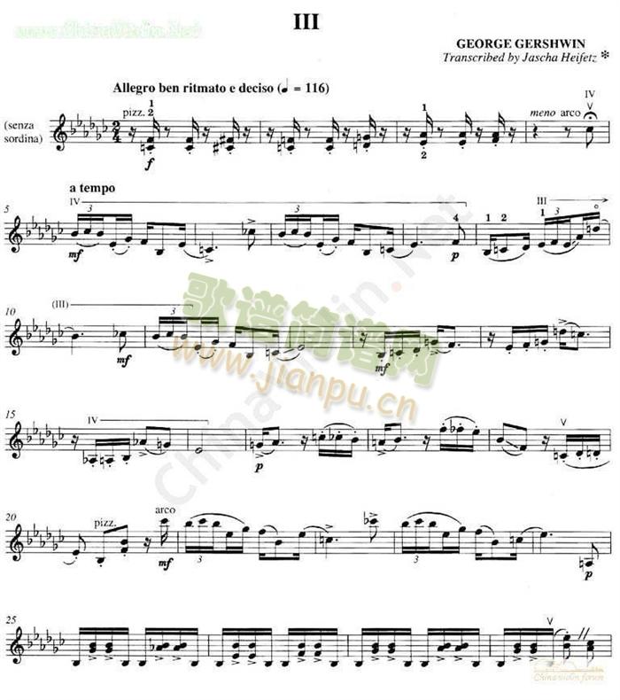 海菲茨《Three Preludes for Pianp》III1