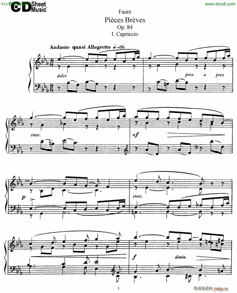 Faure 8 Pieces Breves Op 841