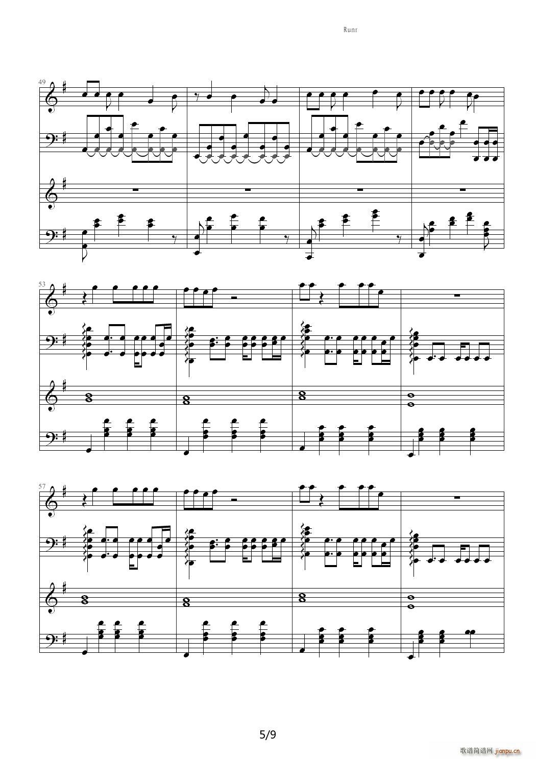 running to the edge of the world（acoustic） G调5