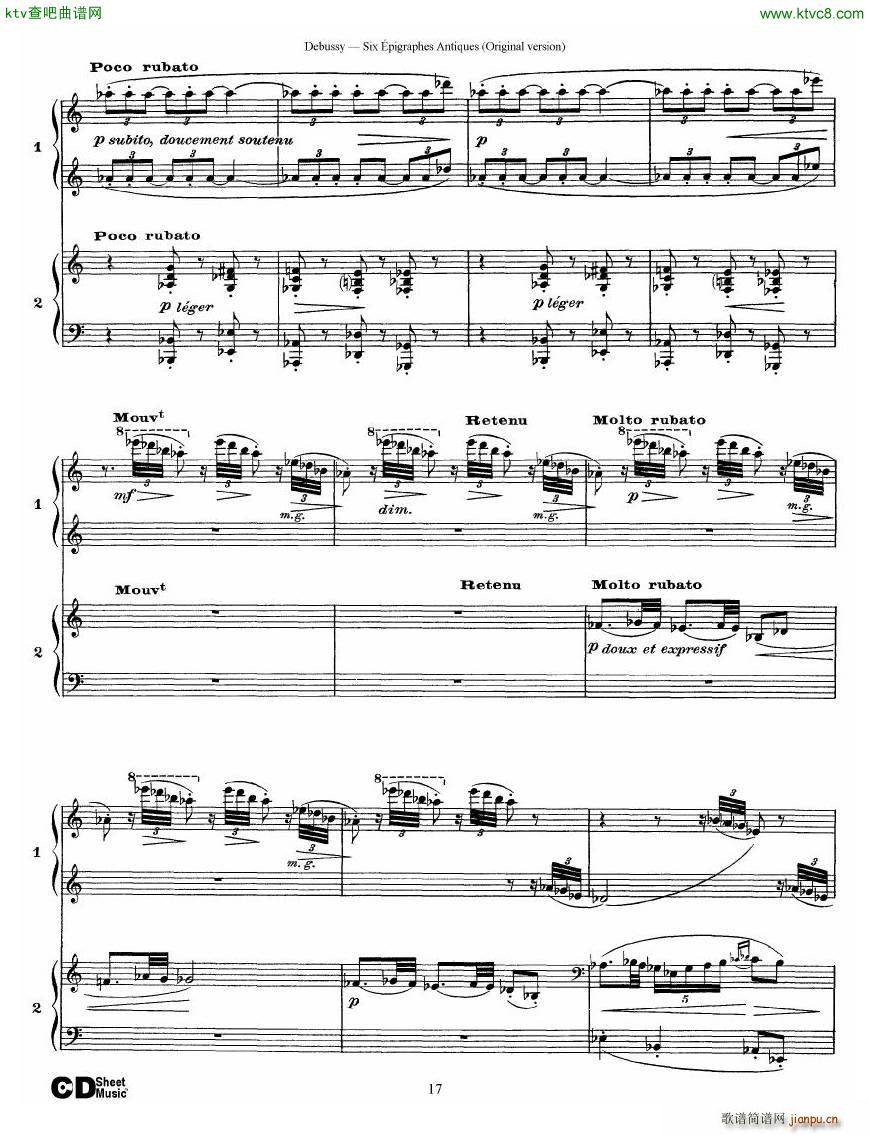 Debussy Six épigraphes Antiques 2 Piano s17
