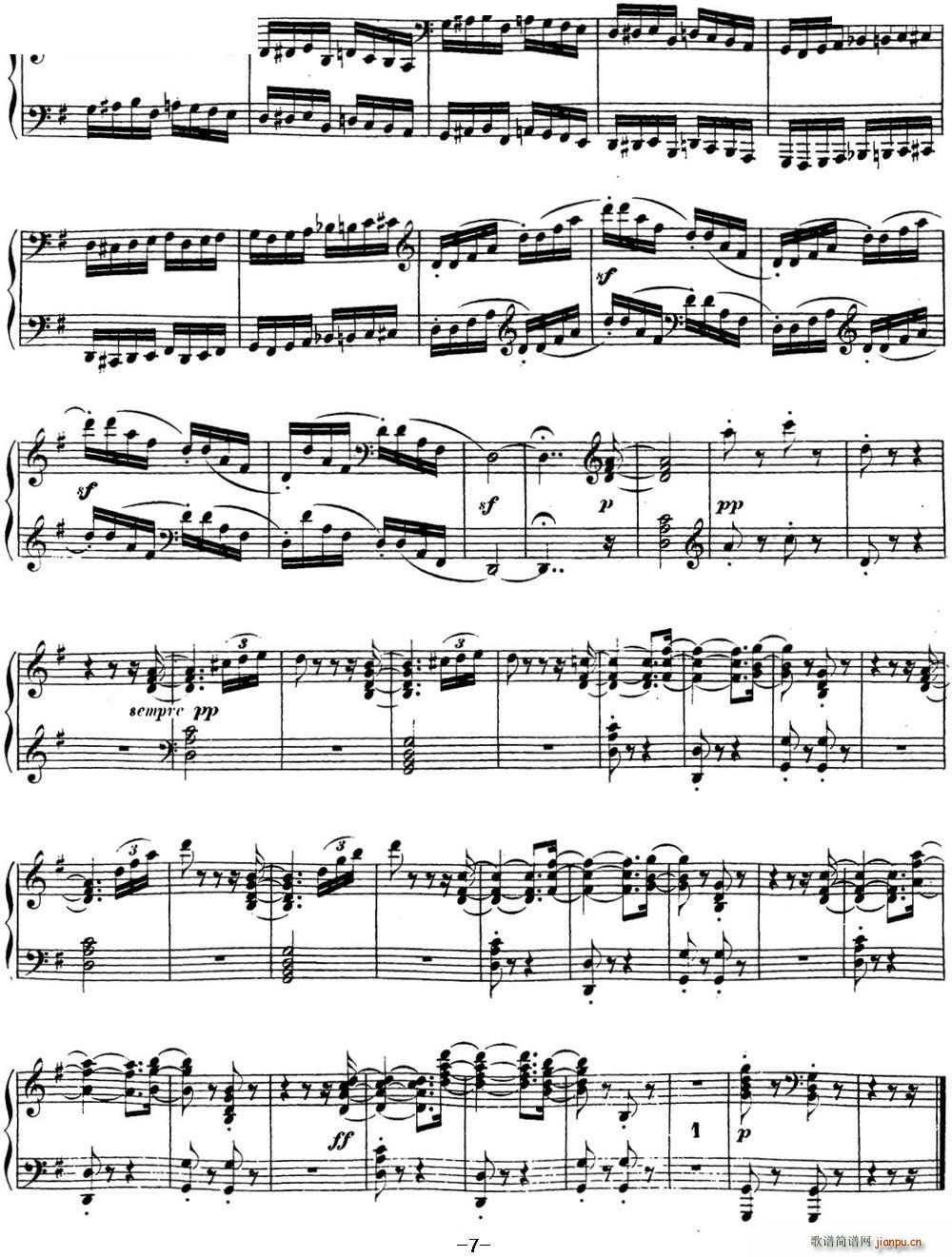 贝多芬钢琴奏鸣曲16 G大调 Op 31 No 1 G major7