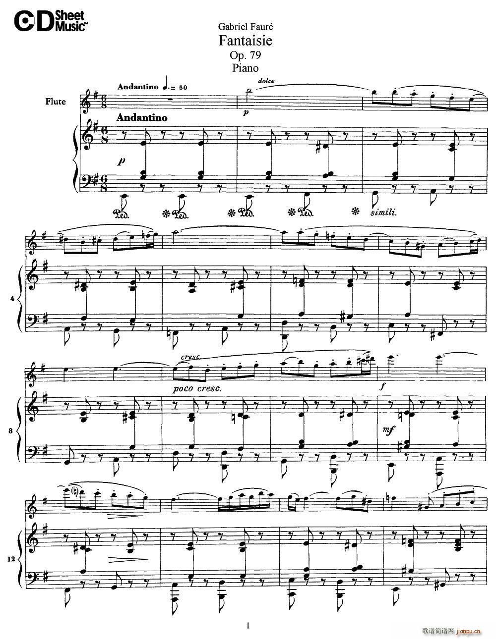Fantaisie Op 79（幻想曲 作品79号）（长笛 钢琴伴奏）1
