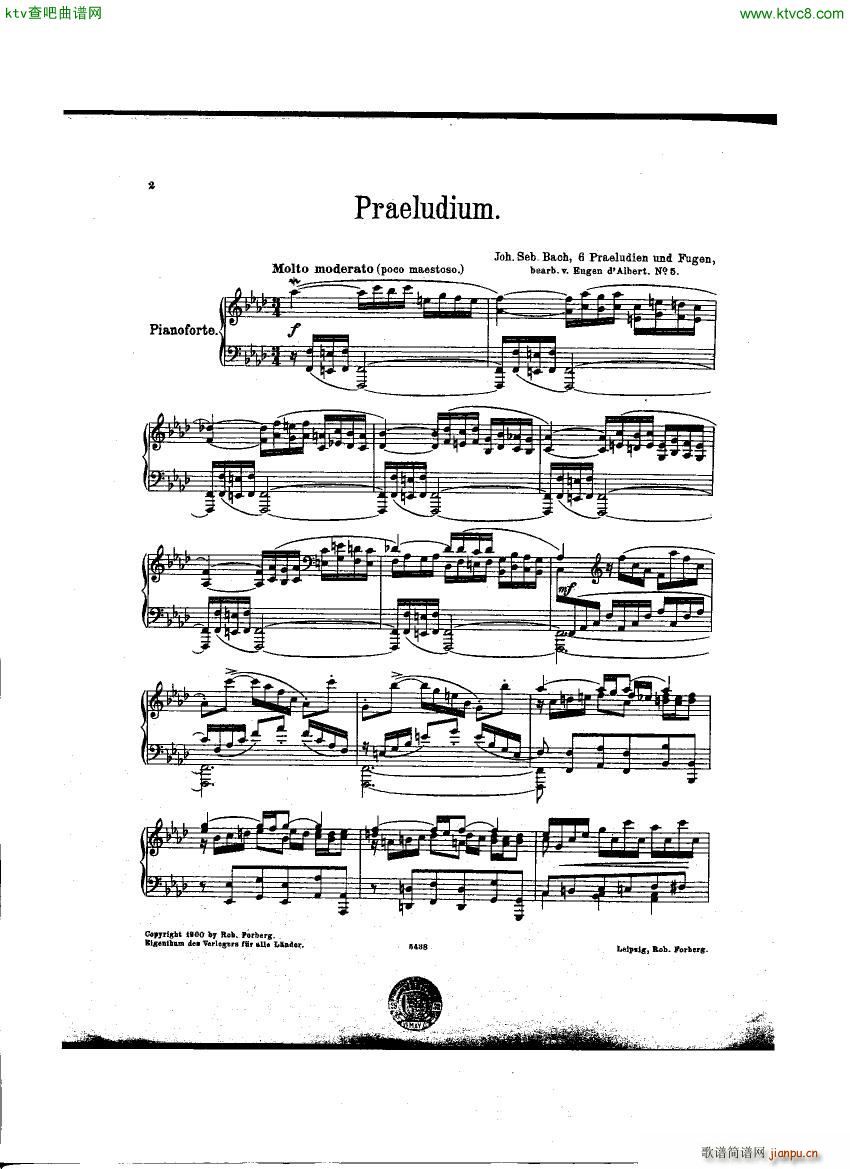 Bach D Albert Prelude and Fugue f min2