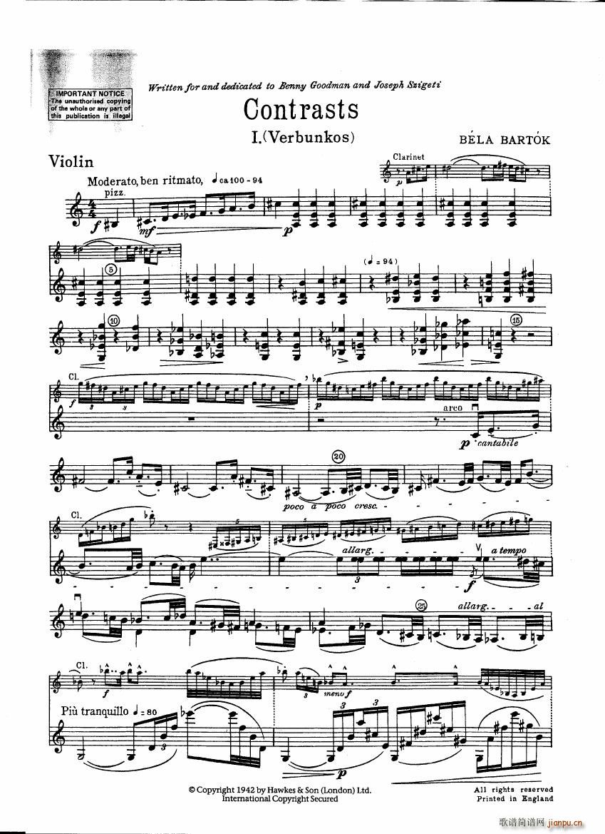 Bartok SZ 111 Contrasts violin2