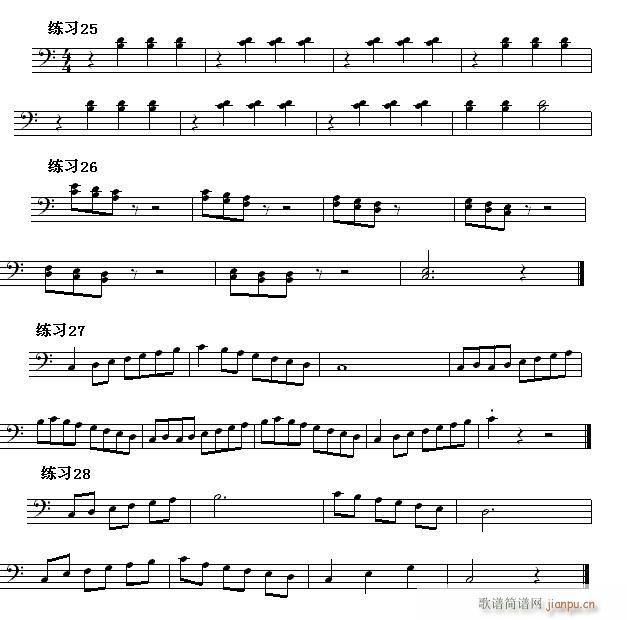怎样看钢琴 第三节 识读低音部分常见的音乐进行(七)双音及音阶式进行1