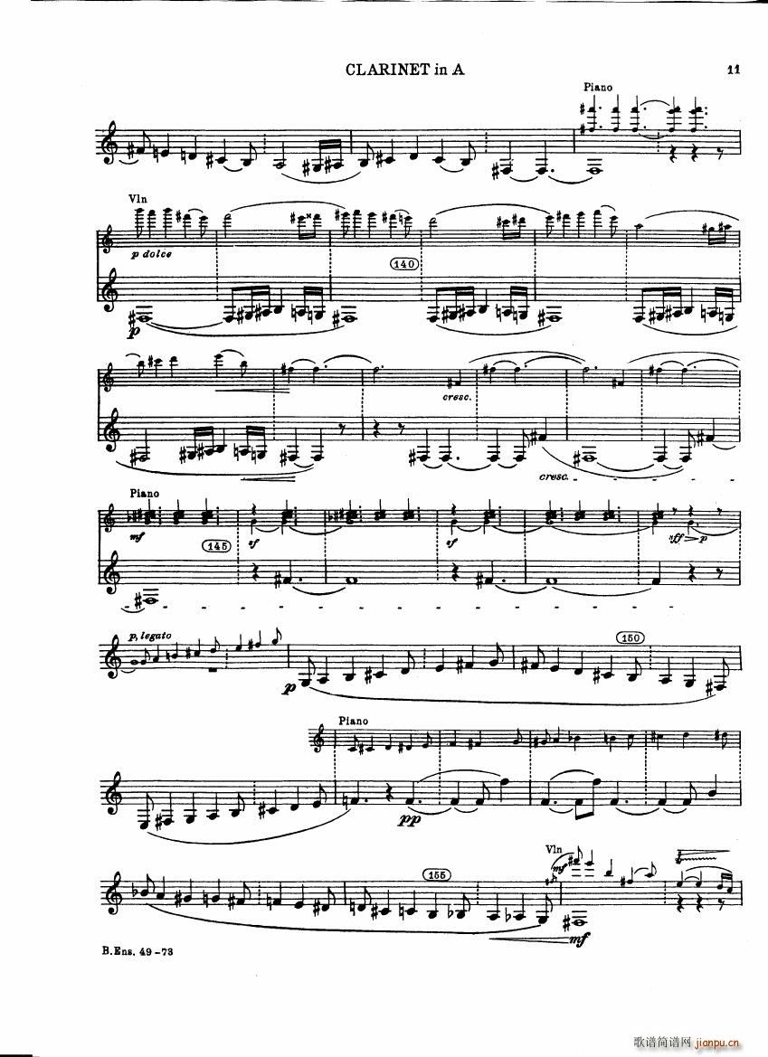 Bartok SZ 111 Contrasts clarinets A and Bb11