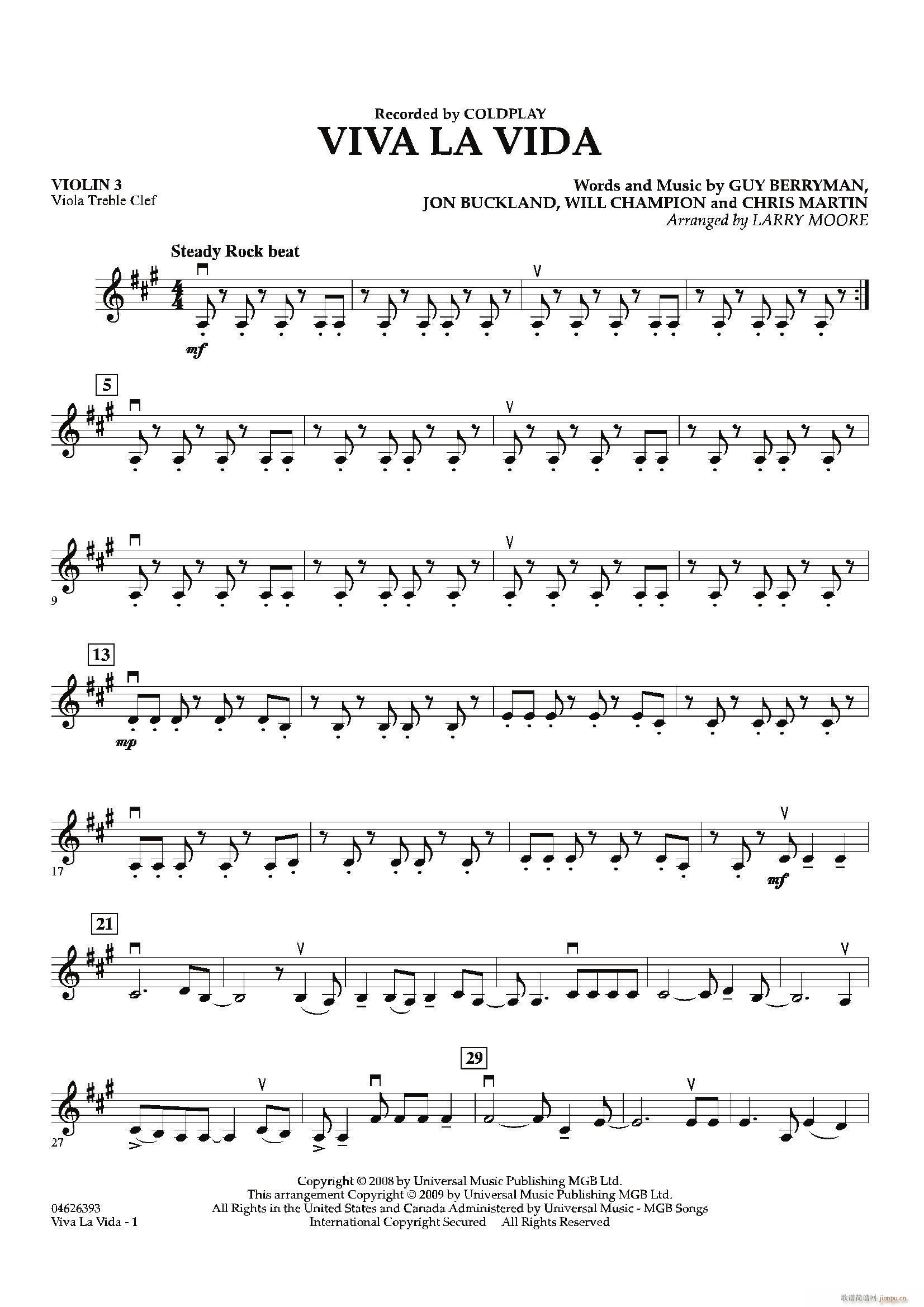 VIVA LA VIDA（第三小提琴分谱）1