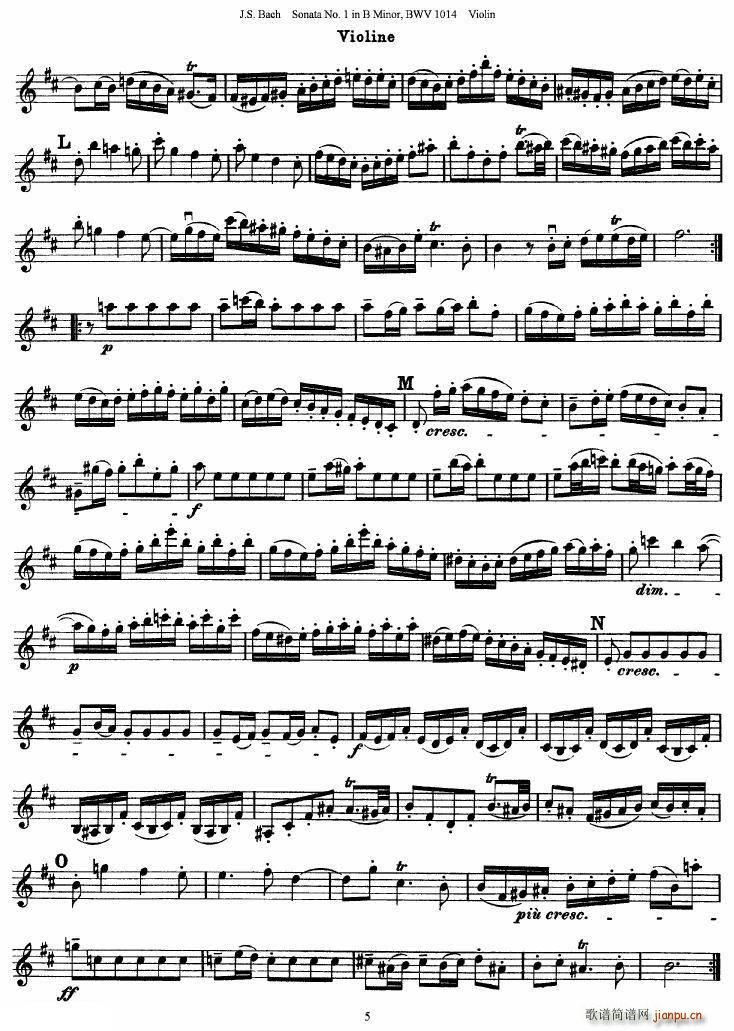 巴赫小提琴奏鸣曲No.1b小调（BWV 1014 [小提琴谱]）5