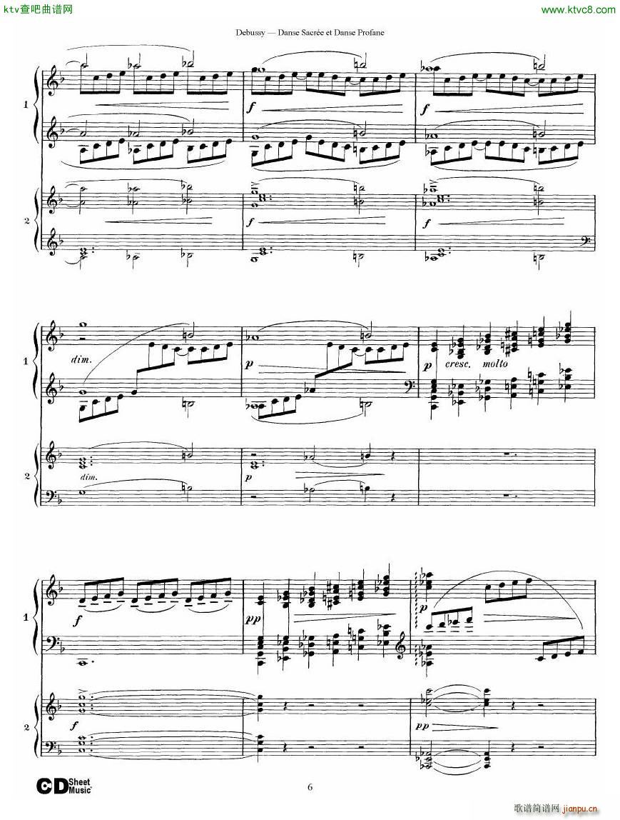 Debussy Danse Sacrée et Danse Profane 2 Piano s6