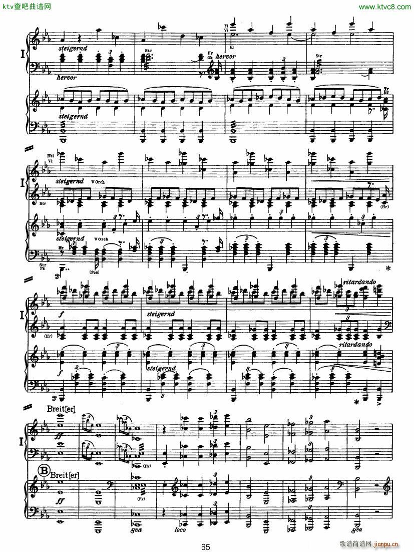 Bruckner Symphony No 4 4 hands arr 二14