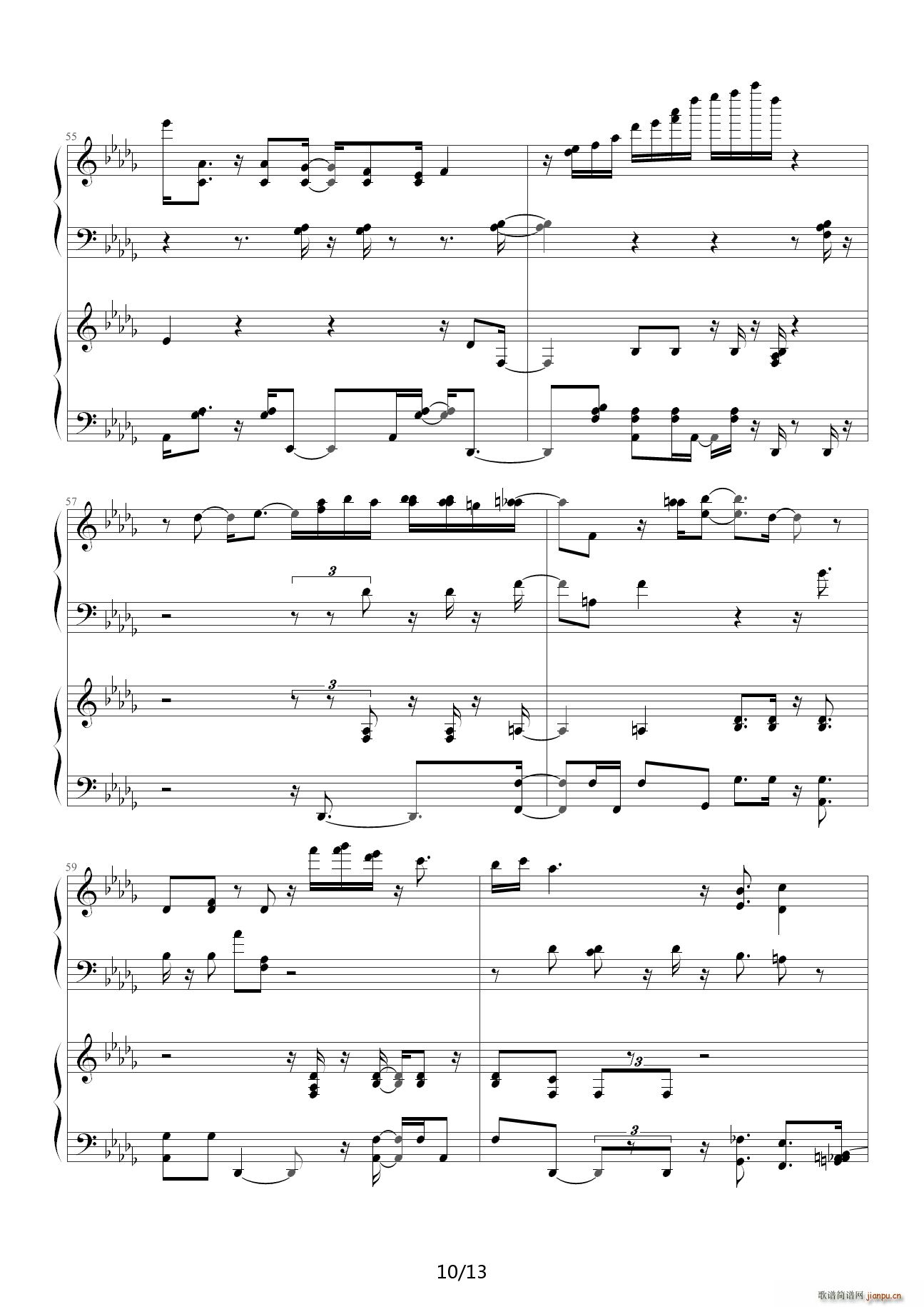 夜来香爵士版 降D调10