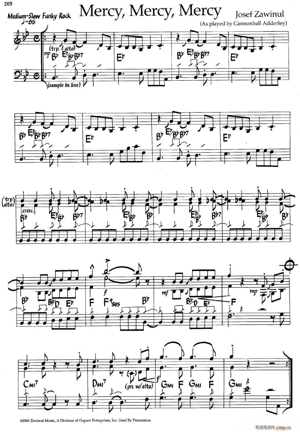 Mercy Mercy Mercy(爵士钢琴曲)1