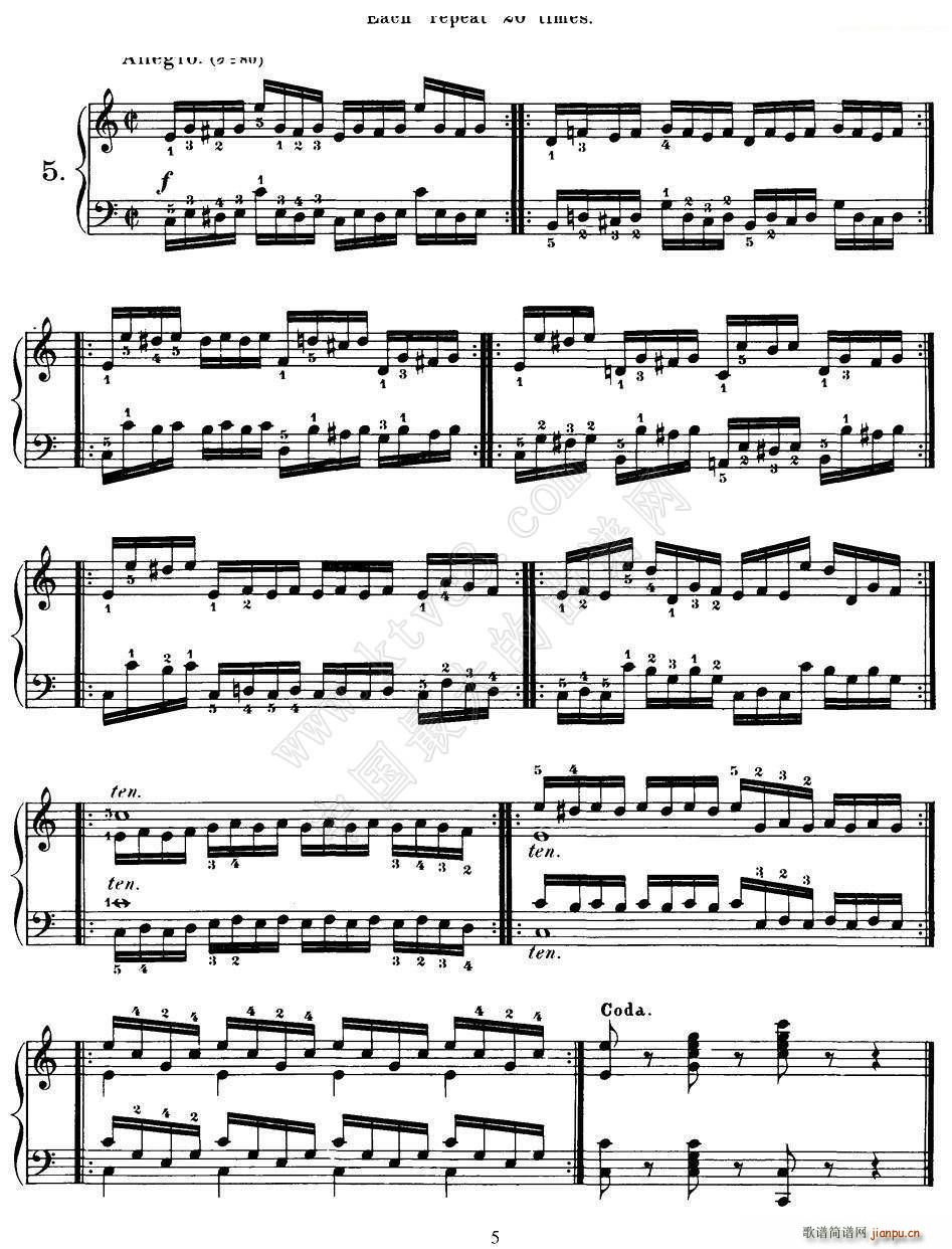 Czerny - 40 Daily Exerci Op 337（1―5）（40首日常训练曲）5