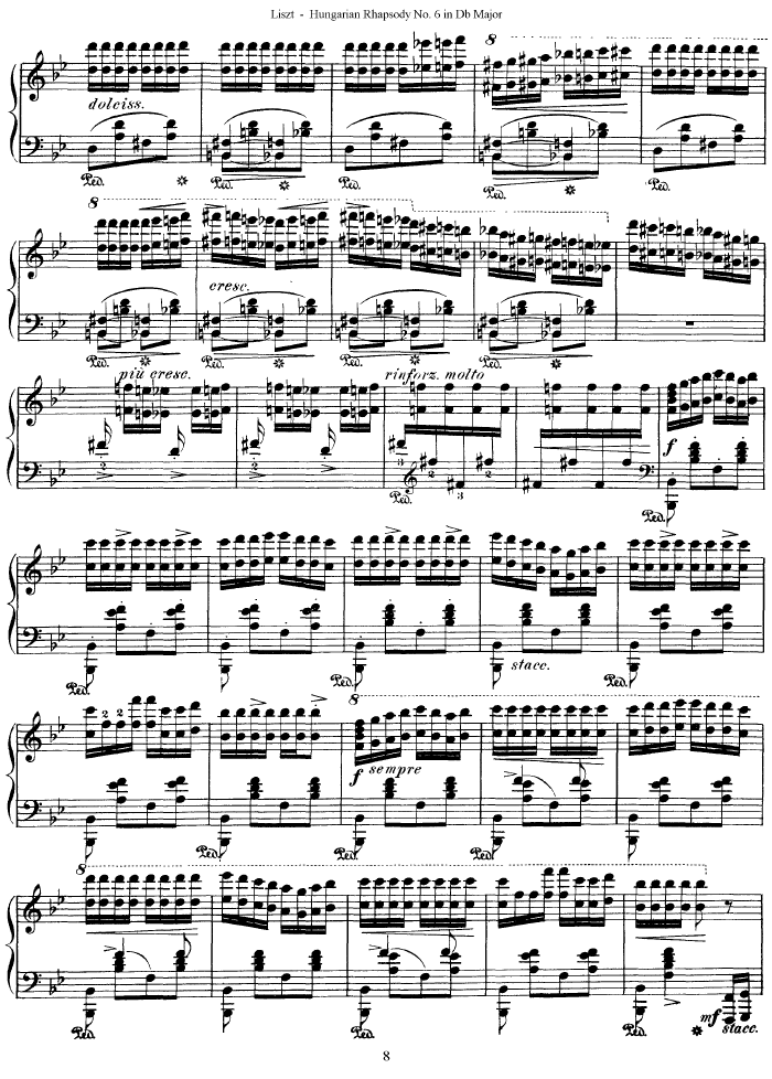 匈牙利狂想曲第六号-钢琴谱(钢琴曲)-李斯特8